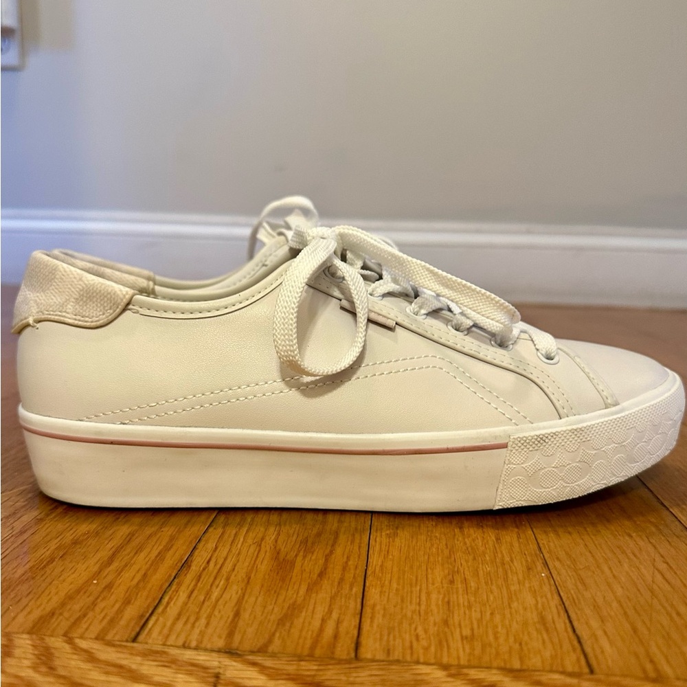 Coach white leather sneakers size 8.5